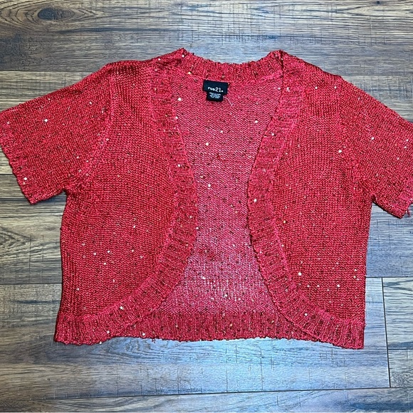 Rue 21 Sparkly Cropped Cardigan Size Xl - Picture 1 of 9